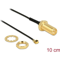 Delock Antenna Cable RP-SMA jack bulkhead  MHF U.FL-LP-068 compatible plug 100 mm thread length 10 mm