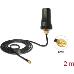 Delock ISM 433 MHz Antenna SMA plug 2 dBi omnidirectional black roof mount outdoor
