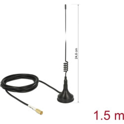 Delock WLAN 802.11 b/g/n Antenna SMB plug 2 dBi fixed omnidirectional with magnetic base and connection cable RG-174 1.5 m outdoor black