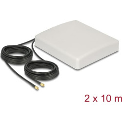 Delock LTE MIMO Antenna 2 x SMA Plug 8 dBi directional with connection cable RG-58 10 m white outdoor