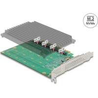 Delock PCI Express x16 Card to 4 x internal NVMe M.2 Key M with heat sink - Bifurcation