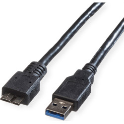 USB 3.2 Gen1 kabelis  A-microB, M/M, melns, 80cm, Roline