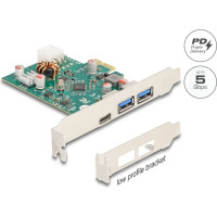 Delock PCI Express x1 Card to 1 x external USB Type-C™ female PD 30 W + 2 x external USB Type-A female USB 5 Gbps