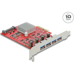 Delock PCI Express x4 Card to 4 x external SuperSpeed USB 10 Gbps (USB 3.2 Gen 2) USB Type-A female