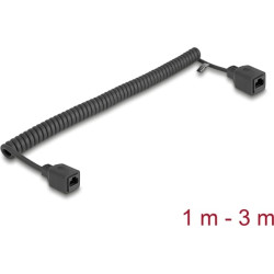 Delock RJ45 Coiled Cable jack to jack Cat.5e UTP 1 m to 3 m black