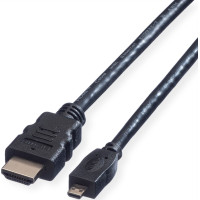 Value HDMI High Speed Cable + Ethernet, A - D, M/M, 2 m