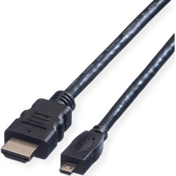 Value HDMI High Speed Cable + Ethernet, A - D, M/M, 2 m