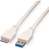 USB 3.0 kabelis A- microB. M/M, 15.0cm, balts, Value