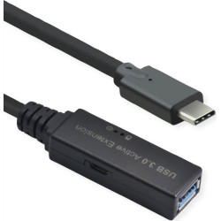 Roline USB 3.2 Gen 1 Active Repeater Cable, black, 15 m