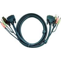 Aten 2L-7D05UD KVM Kabel DVI-D (Dual Link), USB, Audio, schwarz, 5 m