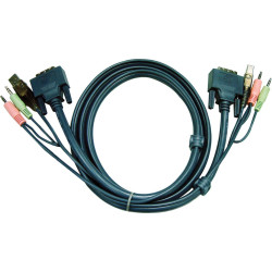 Aten 2L-7D05UD KVM Kabel DVI-D (Dual Link), USB, Audio, schwarz, 5 m