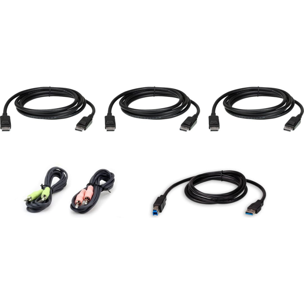 Aten 2L-7D02UDPX6 1,8 M USB DisplayPort Triple Display KVM Kabel-Set, schwarz, 1,8 m