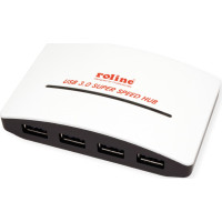 Roline USB 3.0 Hub "Black & White", 4 Ports, with Power Supply