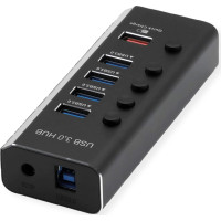 Roline USB 3.2 Gen 1 Hub, 4 Ports + 1x Charging Port, Switchable