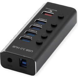 Roline USB 3.2 Gen 1 Hub, 4 Ports + 1x Charging Port, Switchable