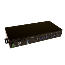 Exsys EX-1116HMVS 16 Port USB 3.2 Gen1 HUB inkl. Din-Rail Kit Surge Protection