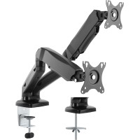 VALUE Dual LCD Monitor Stand Pneumatic, Desk Clamp, Pivot, black, 2 Joints
