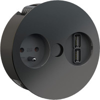 Bachmann TWIST 1xUTE 1xUSB Charger, AEH RAL9005 30GE, schwarz, 2 m