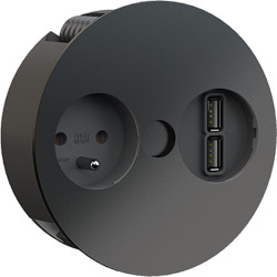 Bachmann TWIST 1xUTE 1xUSB Charger, AEH RAL9005 30GE, schwarz, 2 m