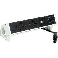 Bachmann DESK2 2xUK 1xUSB A/C 22W, 0.2m GST18 RAL9010 United Kingdom