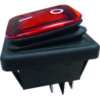 Bachmann Wippenschalter Serie 3627, Aus schalter, bel., 2polig, IP65, schwarz / rot