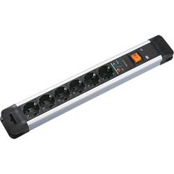 Bachmann CONNECTUS socket strip, 6x earthing contact, overvoltage protection, switch, 2 m