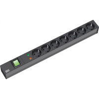 Bachmann 19" socket strip 7-way with ÜS with switch, black
