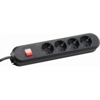Bachmann SMART socket strip 4x earthing contact, switch, black, 1.5 m
