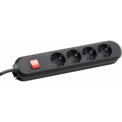 Bachmann SMART socket strip 4x earthing contact, switch, black, 1.5 m