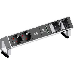Bachmann DESK2 2x earthing contact 2x ABD 1x USB Charger GST18, white