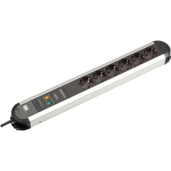 Bachmann PRIMO socket strip 6x earthing contact aluminium full device protection, 1.75 m