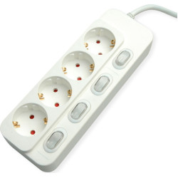 Value Power Strip, 4-way, with individual switches, white, 1.5 m