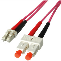 Leoni LWL-Kabel duplex 50/125µm OM4, Suhner LC/SC, 1 m