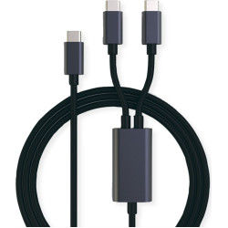 Roline USB2.0 Y - Splitter Charging Cable, Type C Connectors, C-C, M/M, max. 100W, black, 1.85 m