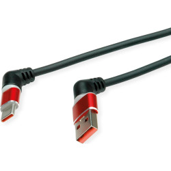 Roline 360° Rotation USB 2.0 Cable, C - A, M/M, 60W, Red Black, 2 m