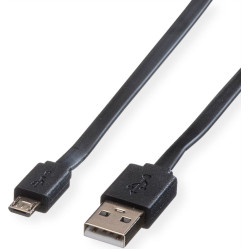 Roline USB 2.0 Cable, A - Micro B, M/M, black, 1 m