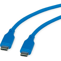 Roline USB 2.0 Cable, C–C, M/M, 60W, silicone, blue, 1 m