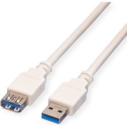 Value USB 3.2 Gen 1 Cable, A - A, M/F, white, 0.8 m