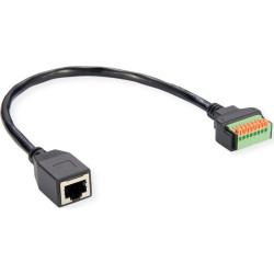 Roline Cable Adapter, RJ45 Socket to Terminal Block (push-button), 30 cm
