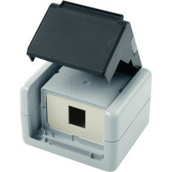 Telegärtner TELEGÄRTNER hous AP IP44,75x86x58,grey, incl. mounting plate for 1x AMJ