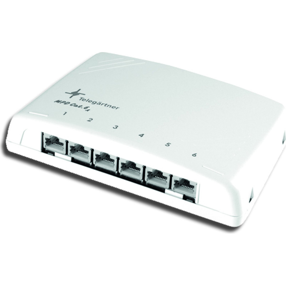 Telegärtner TELEGÄRTNER Mini Distributor MPD6-HS K, shielded, alpine white, Cat.CU-MD MPD6 C6A LSA s