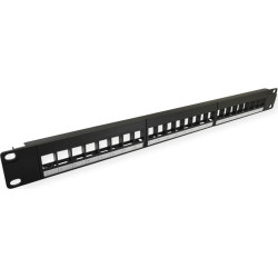 Value 19” Blank Patch Panel, Cat.6A (Class EA), 24 ports, unshielded, 1U, 3-piece-type, black