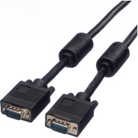Secomp SVGA Cable + Ferrite, HD15 M - HD15 M, black, 3 m