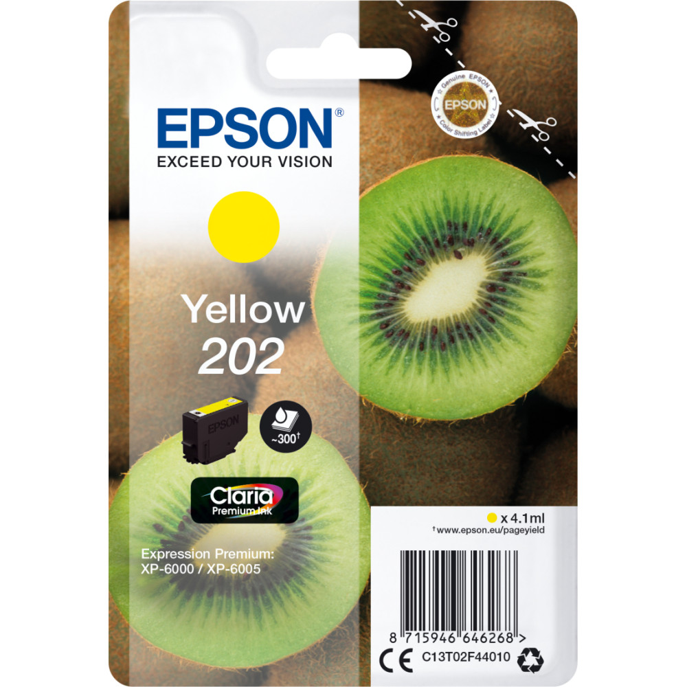 Epson Kiwi Singlepack Yellow 202 Claria Premium Ink