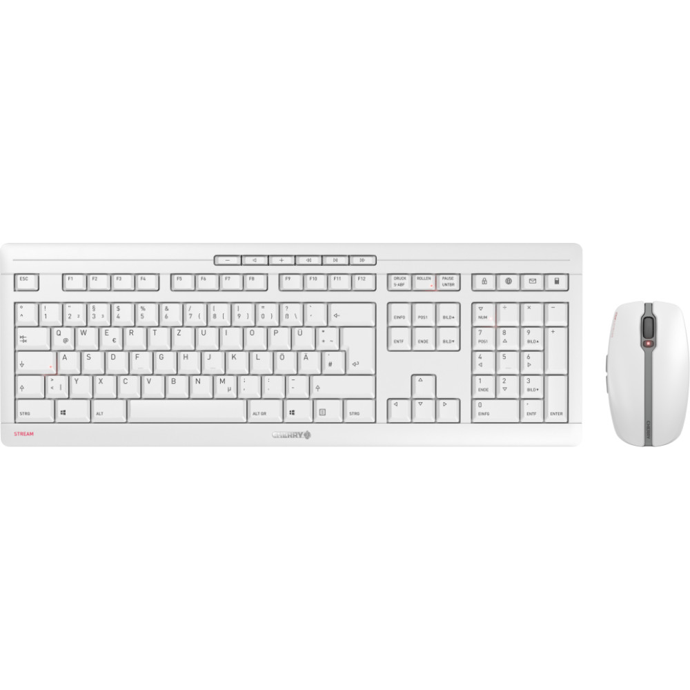 Cherry Stream Desktop Recharge keyboard Mouse included Universal RF Wireless QWERTY UK English Grey
