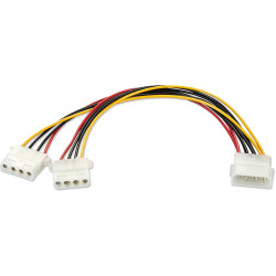 Lindy Power Adapter, 5¼" Power Male to 2 x 5¼" Power Female, 0.25m
