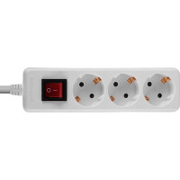 Lindy 3-Way Schuko Mains Power Extension with Switch, White