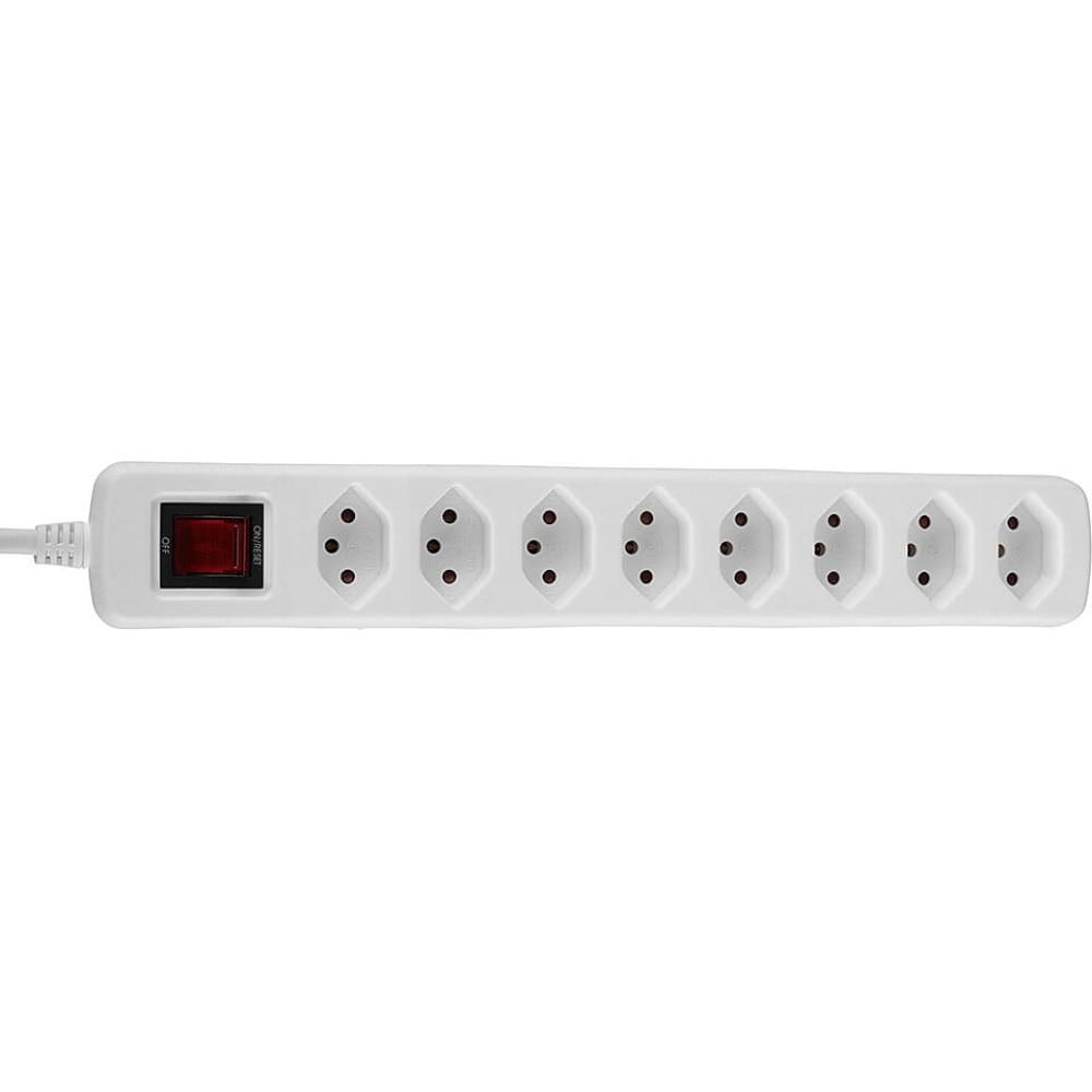 Lindy 8-Way Swiss 3-Pin Mains Power Extension with Switch, White