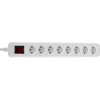 Lindy 8-Way Swiss 3-Pin Mains Power Extension with Switch, White