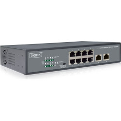 Digitus 8-Port Fast Ethernet PoE Netwrkswitch, Desktop, unmanaged, 2 Uplink Ports RJ45,120 W, af/at
